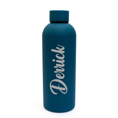 Personalised Soft Touch Blue Water Bottle