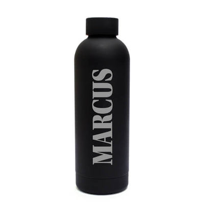 Personalised Soft Touch Black Water Bottle