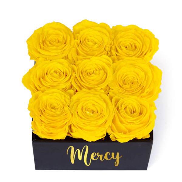 Yellow Forever Roses in a Box