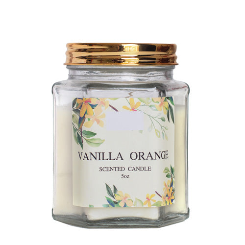Vanilla bean Hexagonal Glass Jar Candle 5 oz