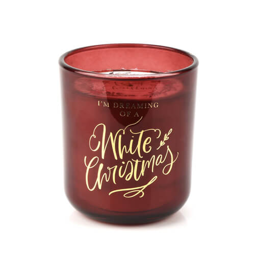 The Holidays candle in a glass jar