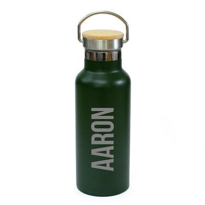 Personalised Vacuum Cannister Bamboo Lid 500ml - Green