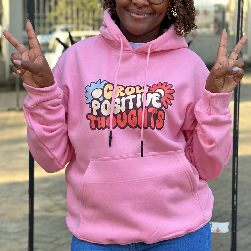 Grow Positive Thoughts Pink Hoodie