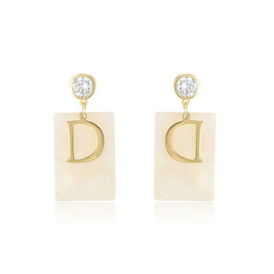 Letter D Square Dangle Earrings