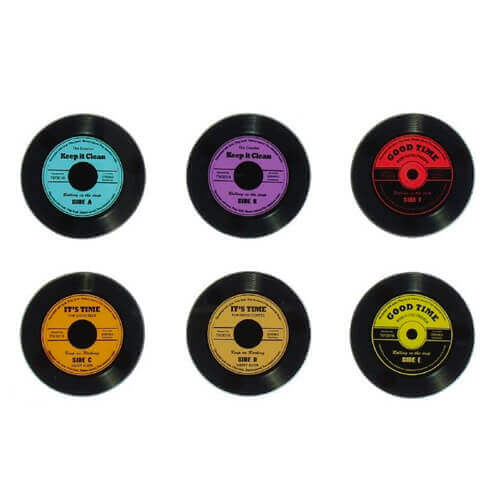 Musicology Set Of 6 Glass Record Coasters