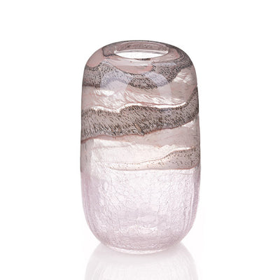 Objets d'Art Pink & Grey Glass Vase 23.5cm