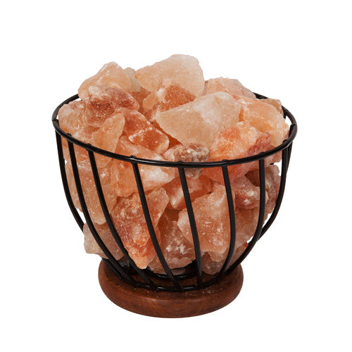Himalayan Rock Salt Fire Effect Basket Lamp
