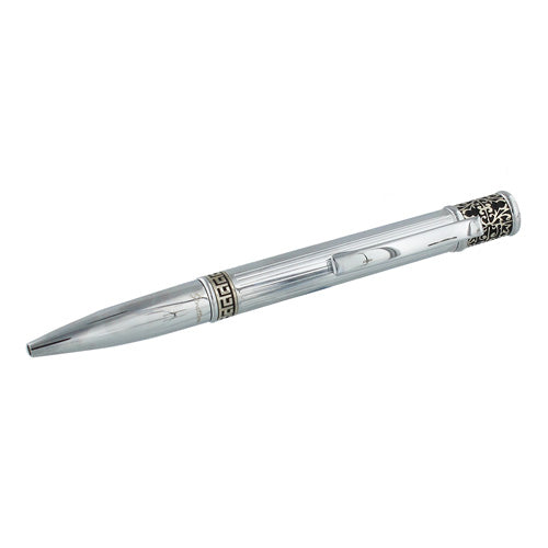 Stratton Ballpoint Pen - Silver with Ornate Scroll Trim