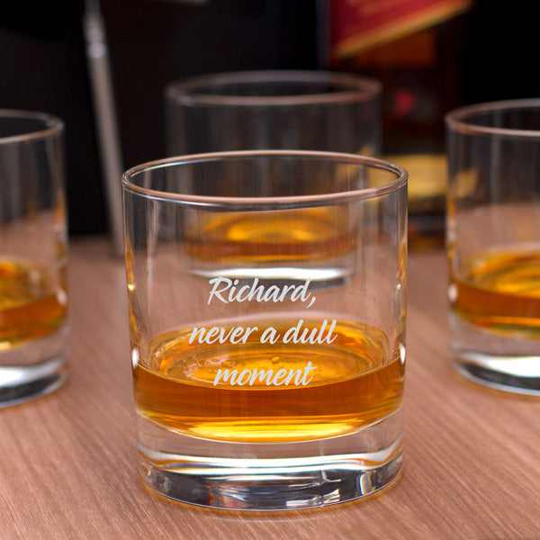 Personalised Set of 4 Whisky Glasses - Message