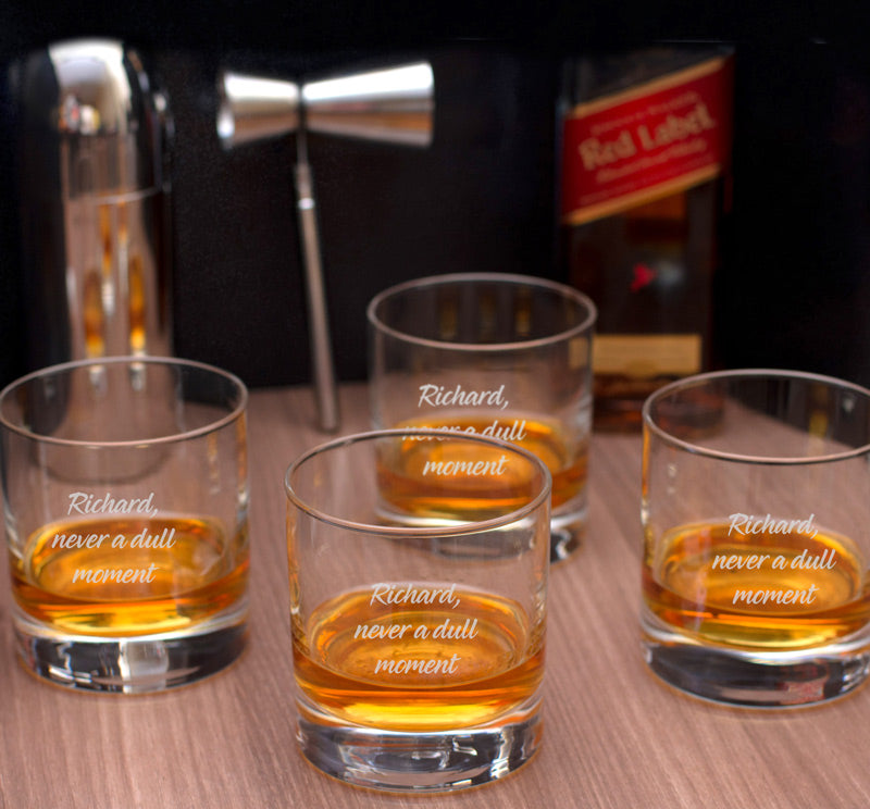 Personalised Set of 4 Whisky Glasses - Message