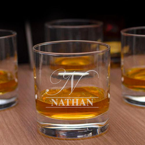 Personalised Whisky Glasses Set - Name over Initial