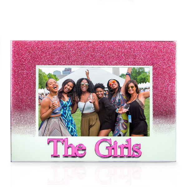 Pink mirror finish photo frame- The Girls