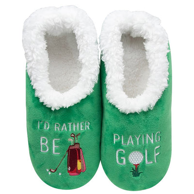 Playing Golf Snoozies Pairables - Men's Sherpa House Slippers