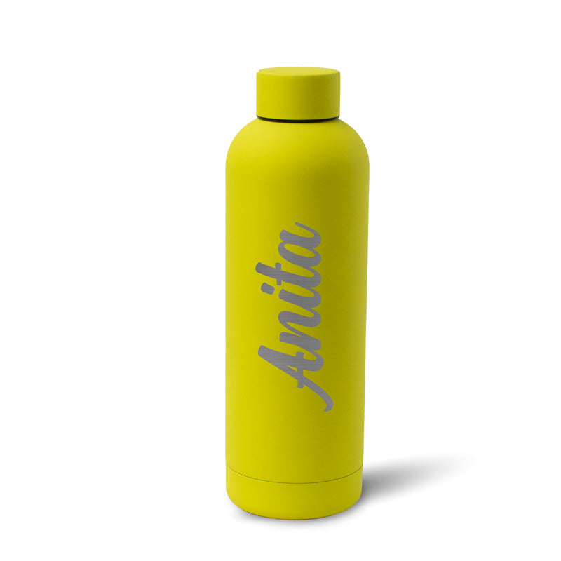 Personalised Soft Touch Yellow Water Bottle - 500ml