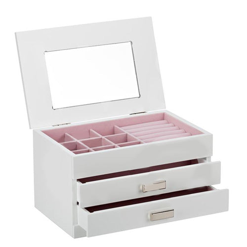 Sophia Collection White Jewellery Box 3 Tier 2 Drawers