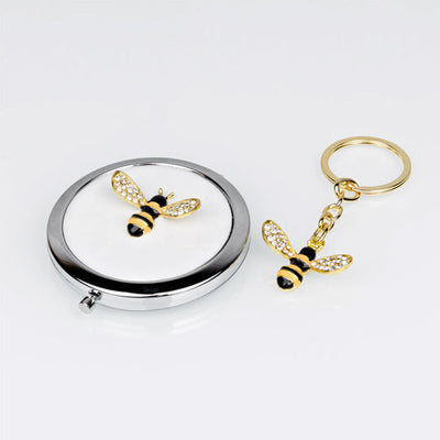 Sophia SilverPlated Bumble Bee Compact Mirror & KeyRing Set
