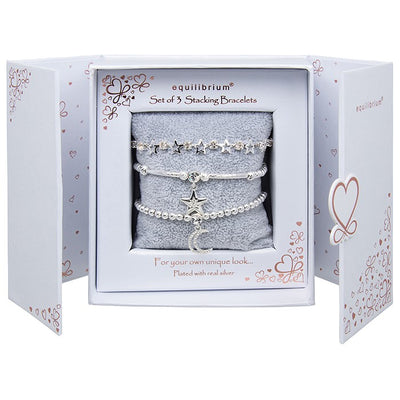 Stacking Silver Plated Celestial Bracelets gift set