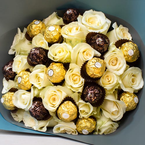 Finesse Roses and Ferrero Chocolates Bouquet