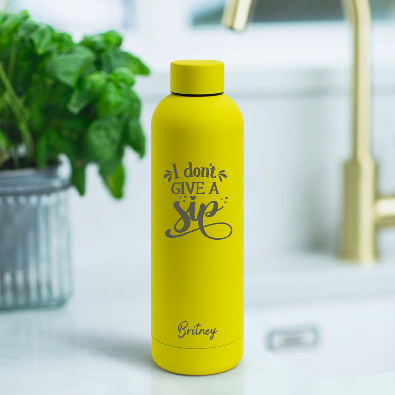 Personalised Soft Touch Yellow Water Bottle - 500ml