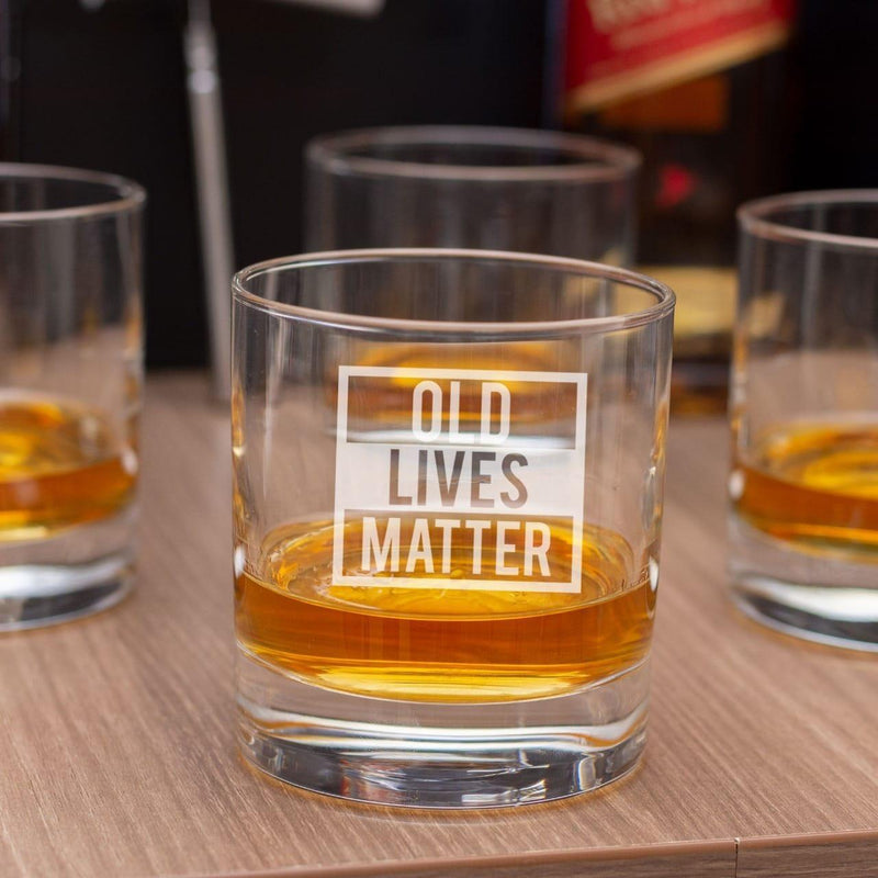 Personalised Set of 4 Whisky Glasses - Old Lives Matter