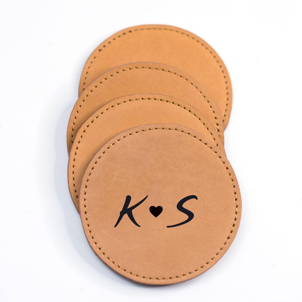 Single plain  Genuine Leather Coasters