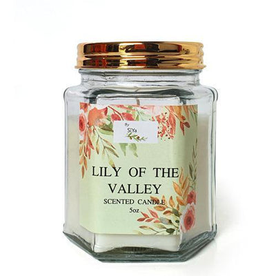 Lily Of The Valley Hexagonal Glass Jar Candle 5 oz