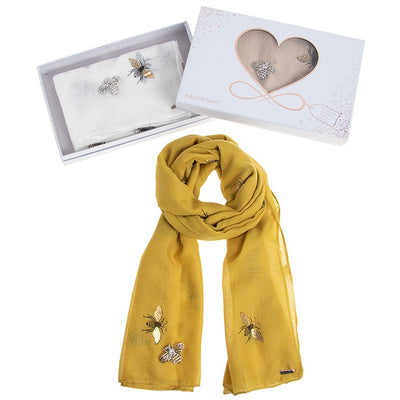 Colorful Busy Bee Scarf & Brooch Set