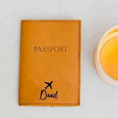Tan Genuine Leather Passport Holder