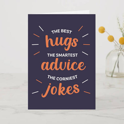 Hugs, advice & Jokes A6 Card