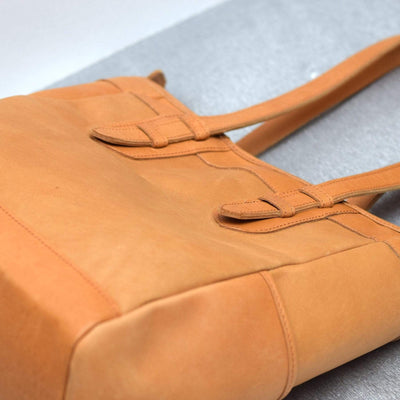 Mandy Tan Leather Tote Bag