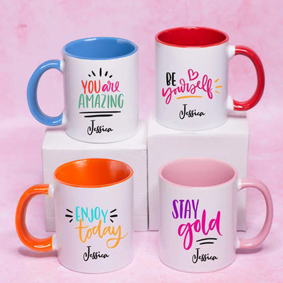 Personalised Set of Four Motivational Mugs