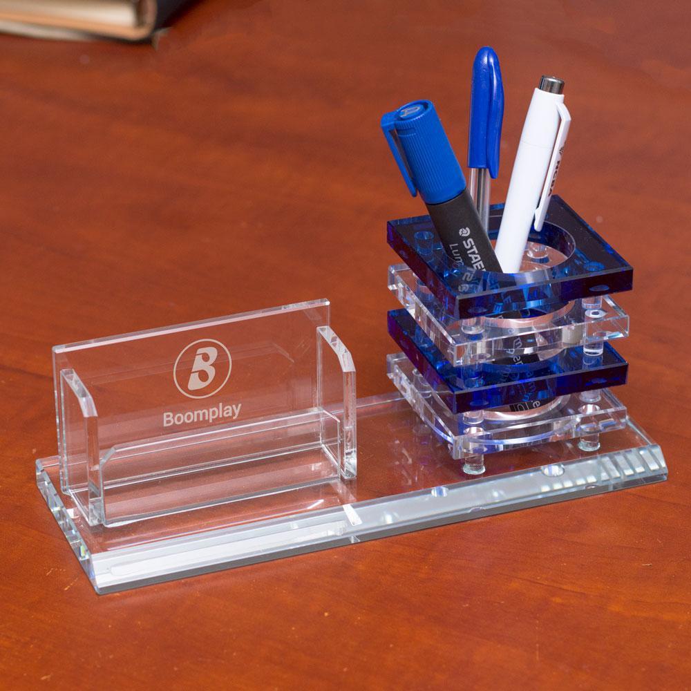 Personalised Crystal Desk Organiser Stripped