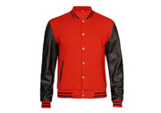 Red College Jacket With Black Sleeves