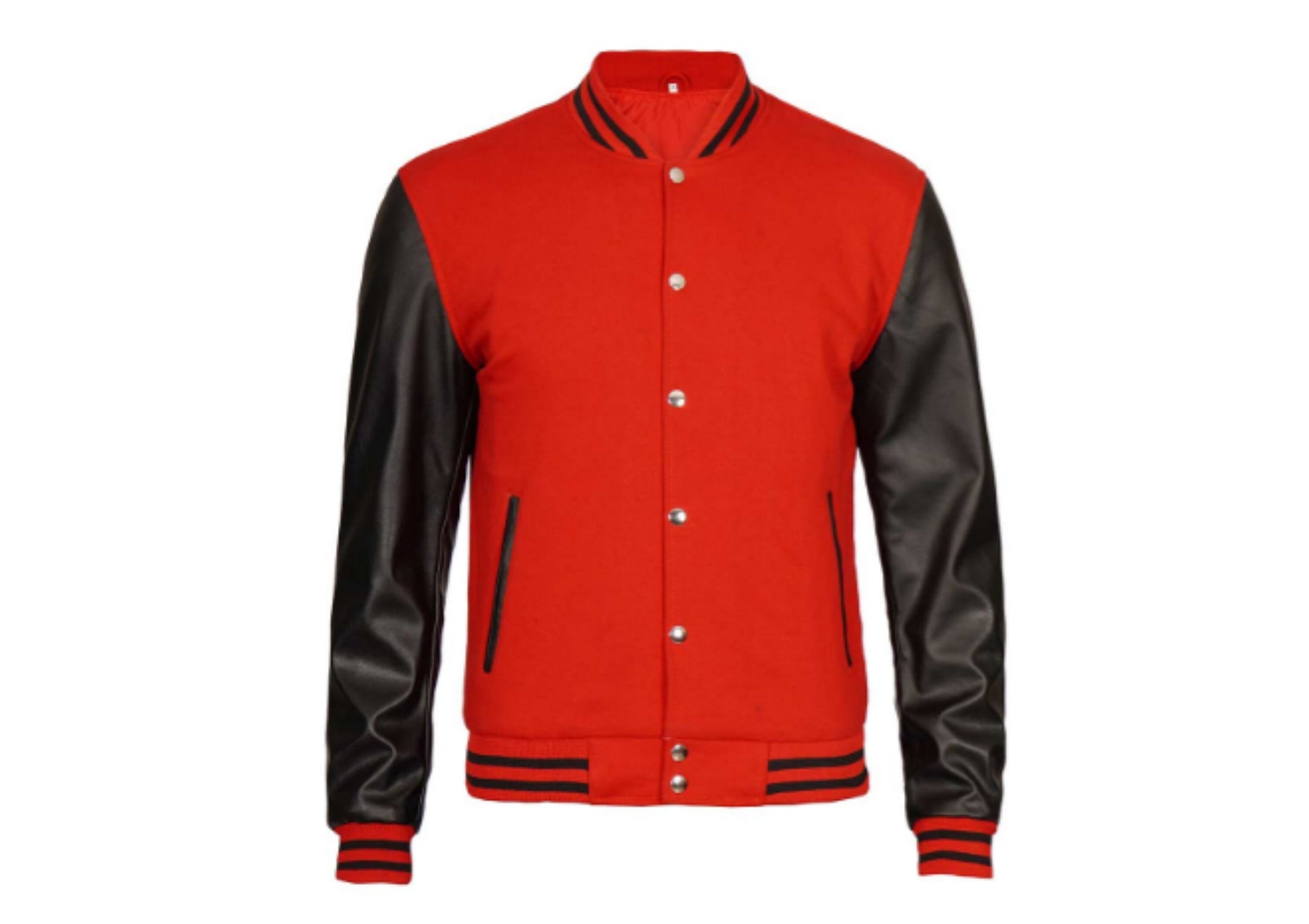 Red College Jacket With Black Sleeves