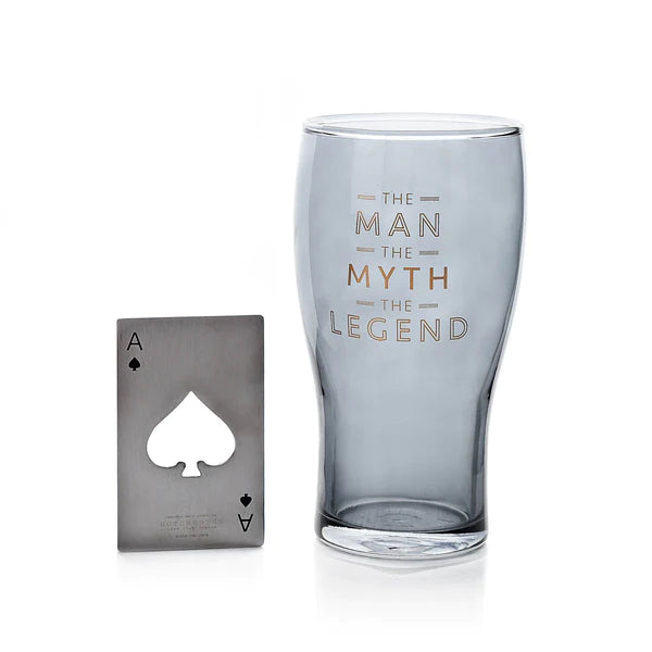 Hotchpotch Orion Beer Glass & Bottle Opener - The Man The Myth The Legend